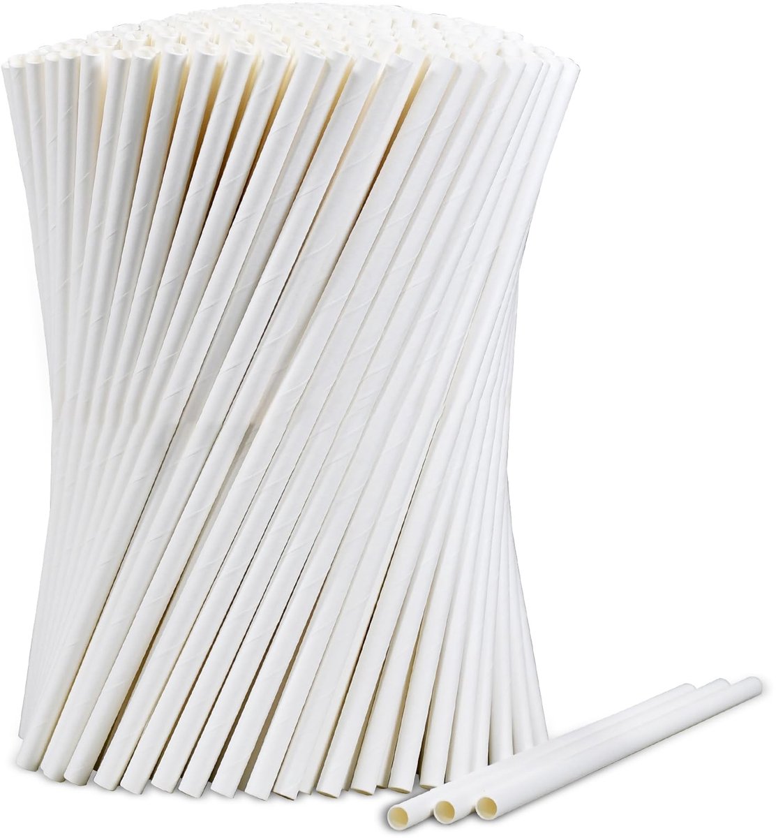 SnelShoppen - Witte papieren rietjes 1000 stuks - grote verpakking - 19,7 cm x 0,6 cm - wegwerp rietjes voor feest, bruiloft, drankjes, barbecue, tuin