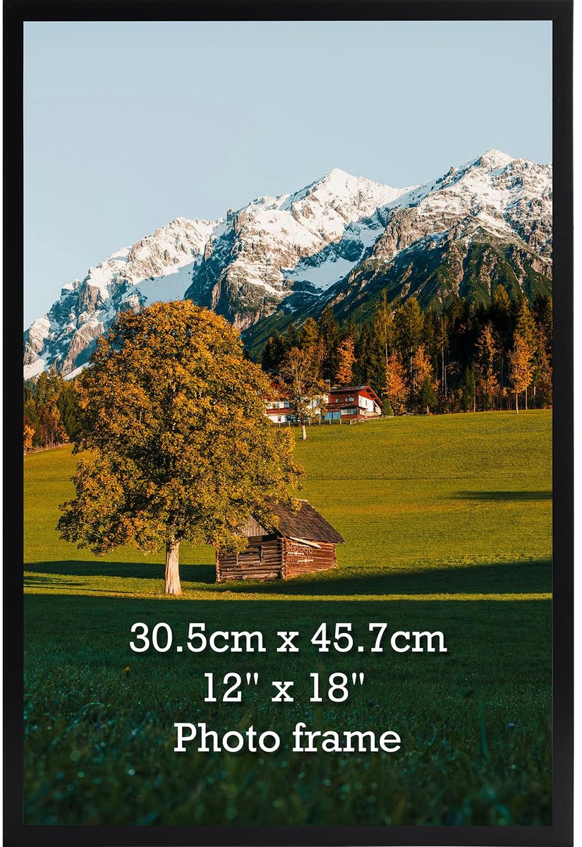 SnelShoppen - Fotolijst 30x45 cm Zwart PVC voor Foto's, Certificaten, Decoratie - Licht en Stevig - Liggend en Staand Ophangbaar - 1 Stuk