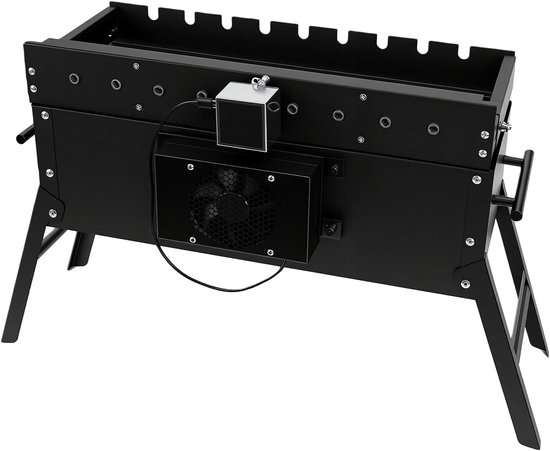Draaibare Barbecue Grill - Houtskool BBQ - Buiten Koken - Automatische Rotatie - 55 x 29 x 25.5 cm - Zilver — afbeelding 5
