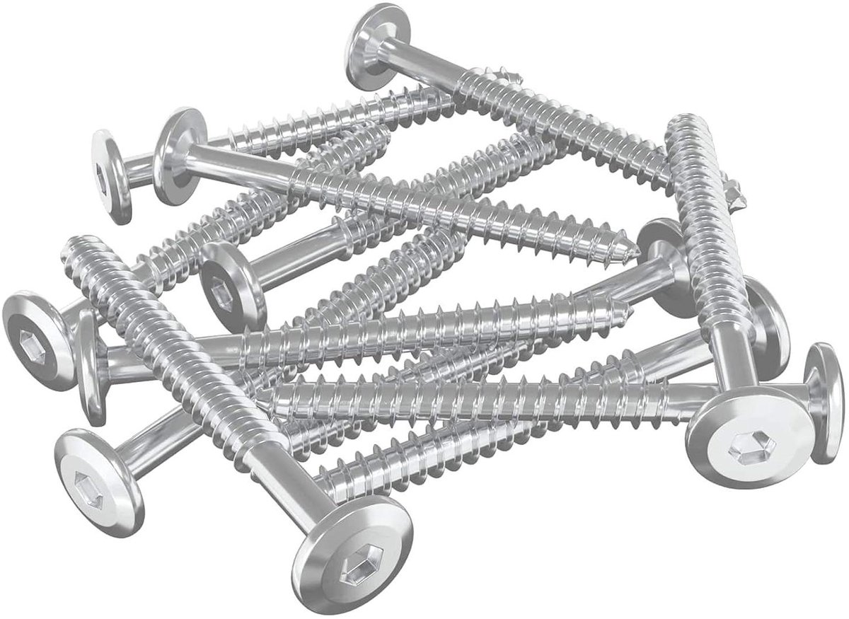 Houten Schroeven - Schroeven Set - Meubels Monteren - Zelftappende Schroefdraad - M6 x 70 mm - Zilver