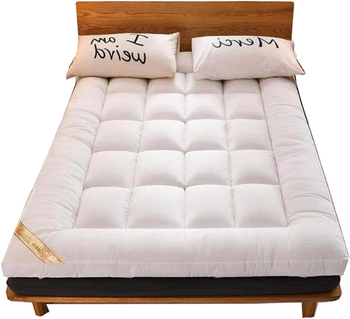 Futon Matras - Japanse Slaapmatras Opvouwbaar - Comfortabel Slapen - 10cm Dik Gewatteerd - 90x200 cm - Wit
