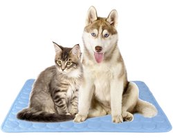 SnelShoppen - SAFLYSE Huisdiermat Koelkussen voor Katten en Honden - Niet Giftig Blauw - Groot Formaat L - Ideaal voor Binnen en Buiten, Tuin, Camping