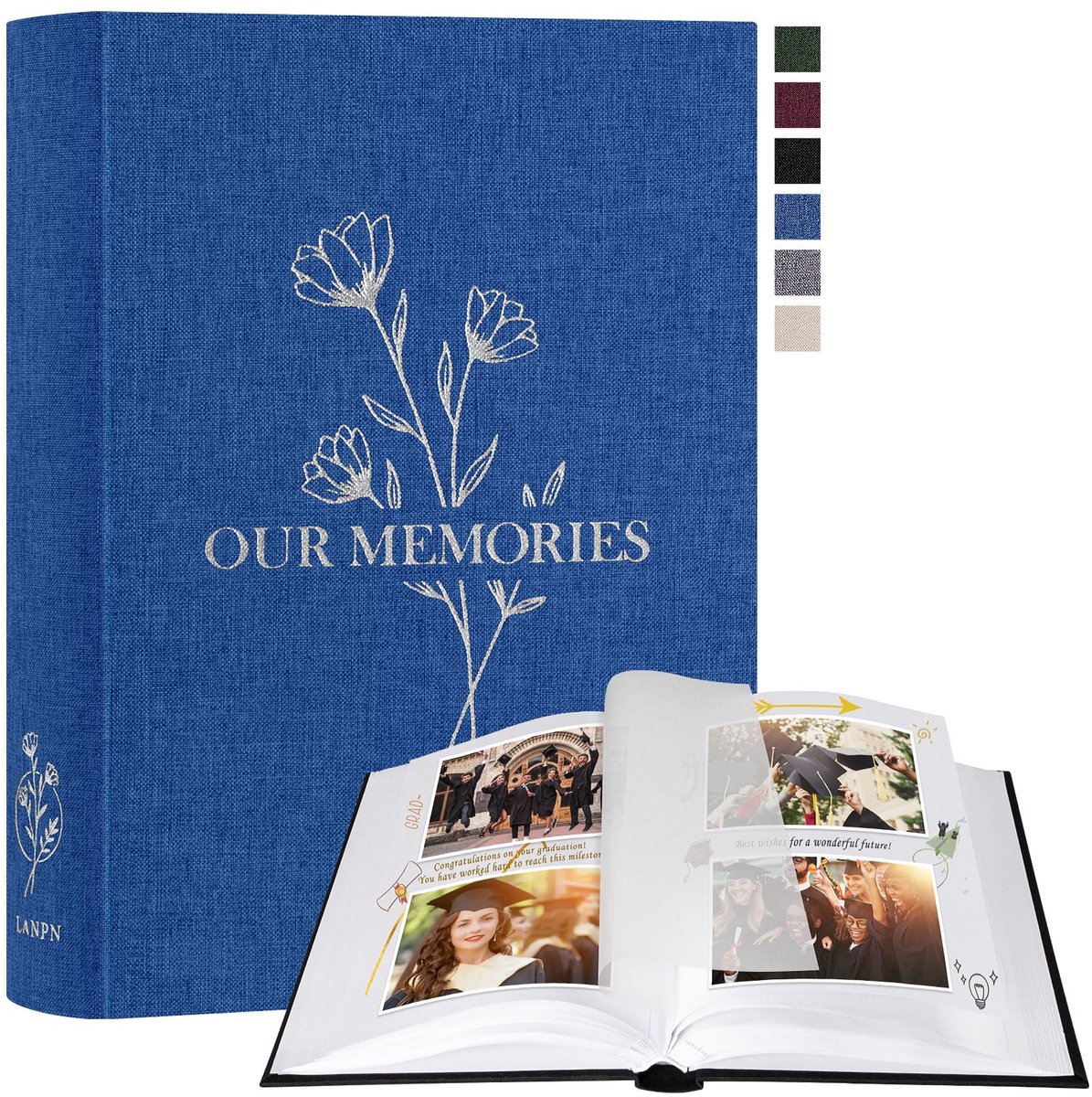 SnelShoppen - Fotoalbum Doe-Het-Zelf - Klein Linnen Scrapbooking Album met 100 Witte Pagina's en Cellofaanscheiders voor Foto's 9x13, 10x15, 13x18 cm