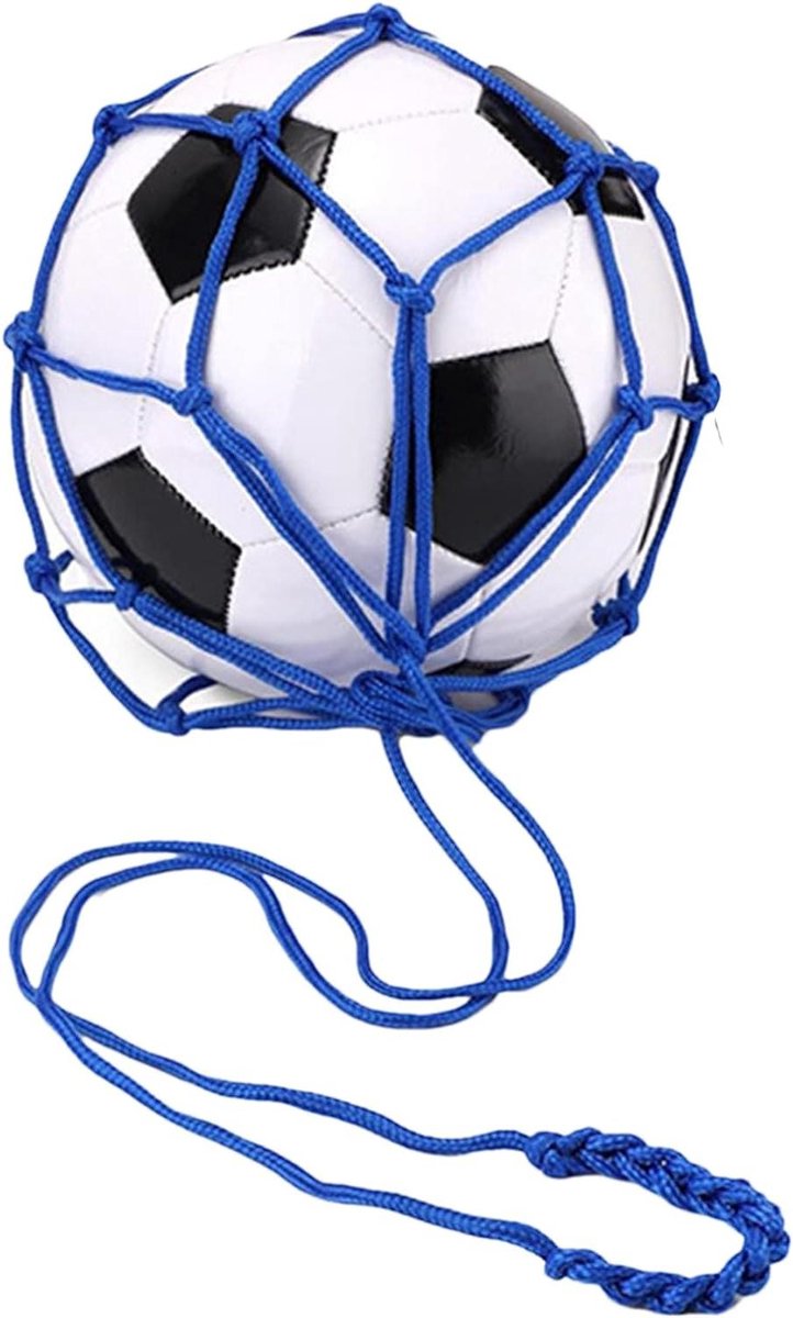Voetbaltas van mesh - Balzak nylon - Sportbal opslag - Robuuste structuur - 17 x 12 x 5 cm - Blauw
