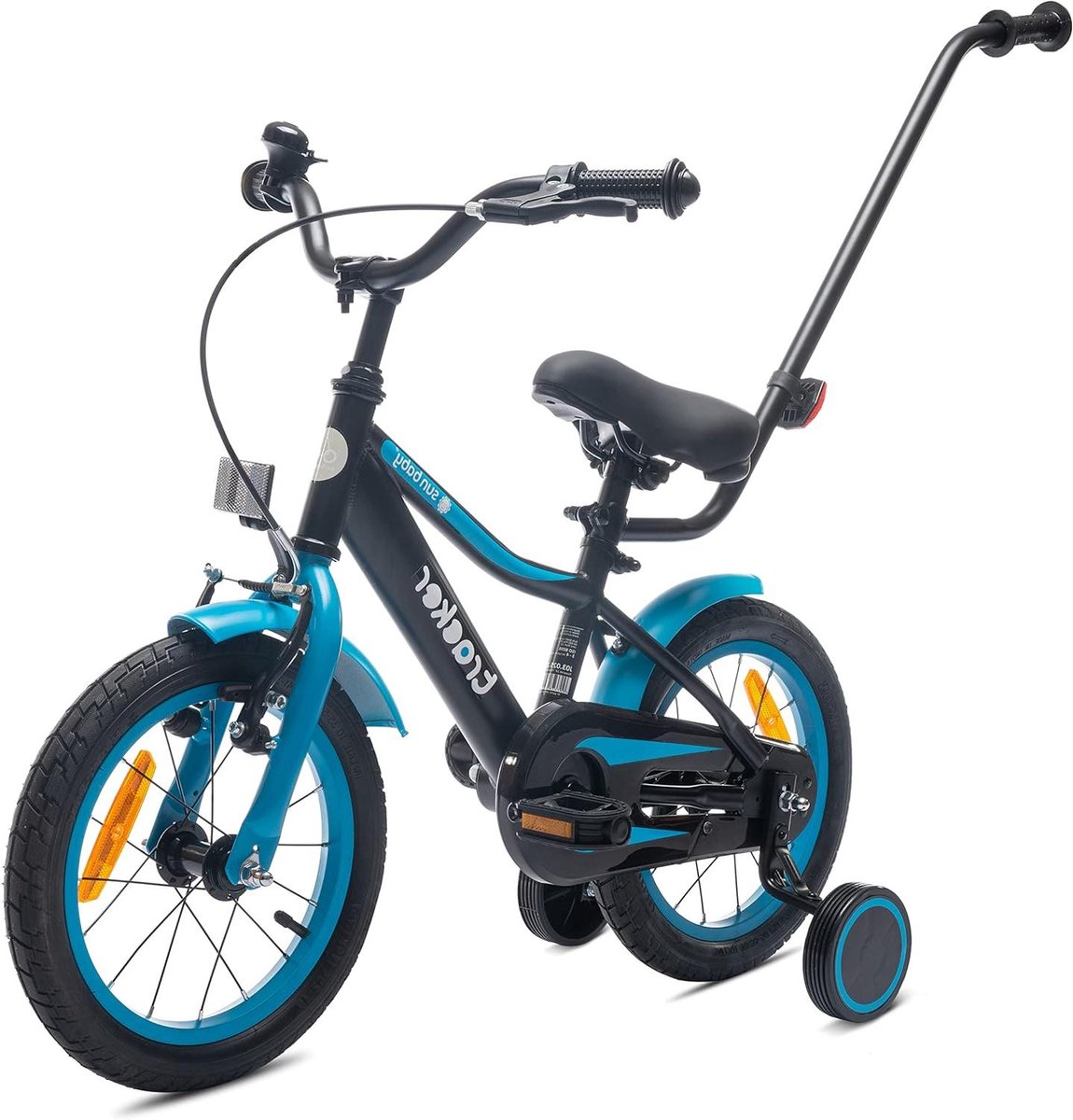 Kinderfiets Jongens Jongensfiets Kinderfiets Leren Fietsen Met Zijwieltjes 14 inch Blauw Neon