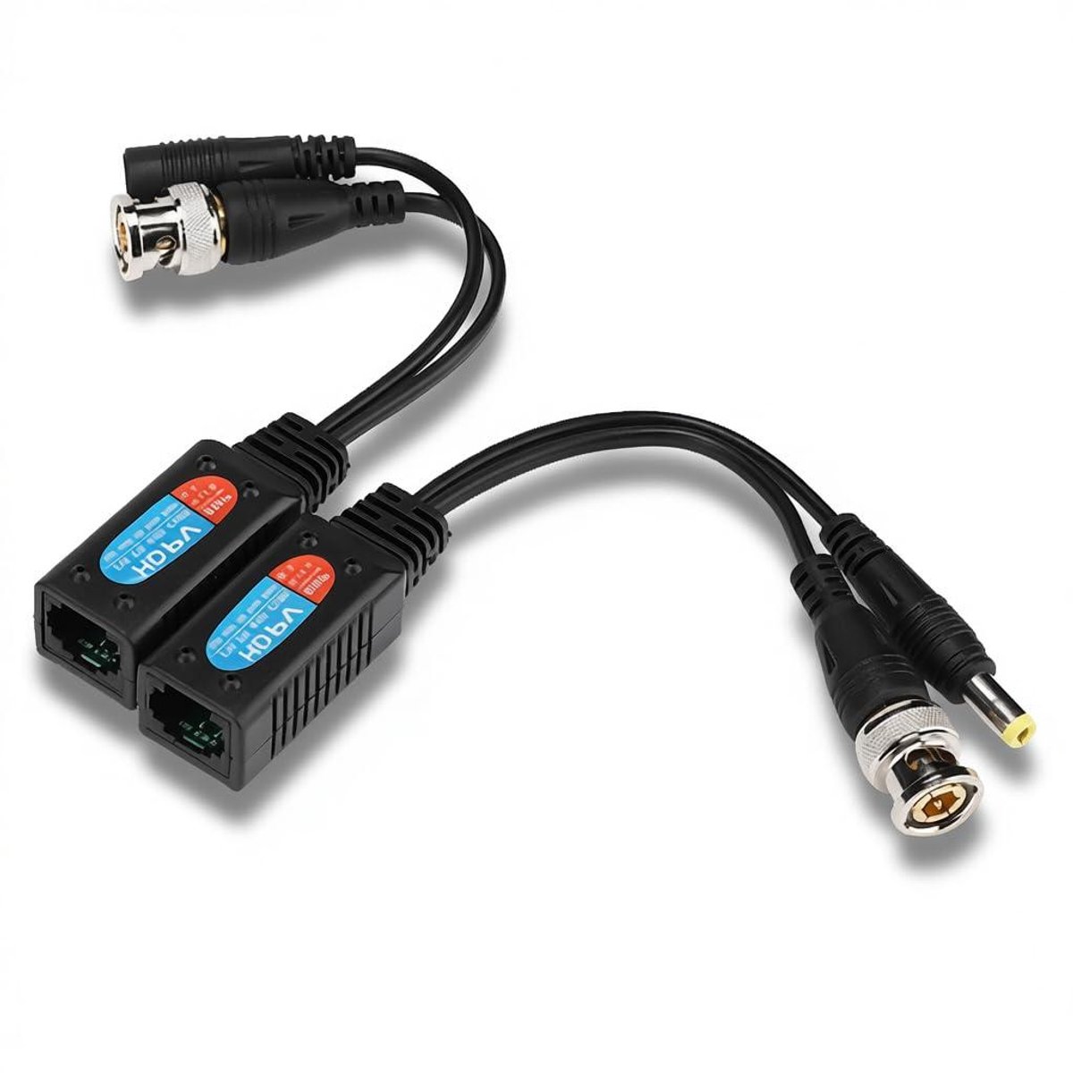 Coax naar Ethernet Adapter - Balun Transceiver Set - Surveillance Beveiliging - Ingebouwde Bliksembeveiliging - 2 Stuks - Zwart