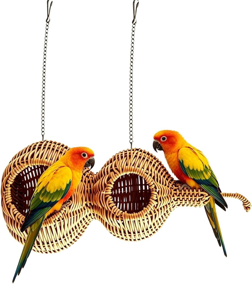 Vogelnest Papegaai - Vogelhuis Kooi - Rustplaats Vogels - Handgeweven Rotan - 33 x 15 x 15 cm - Natuurlijk