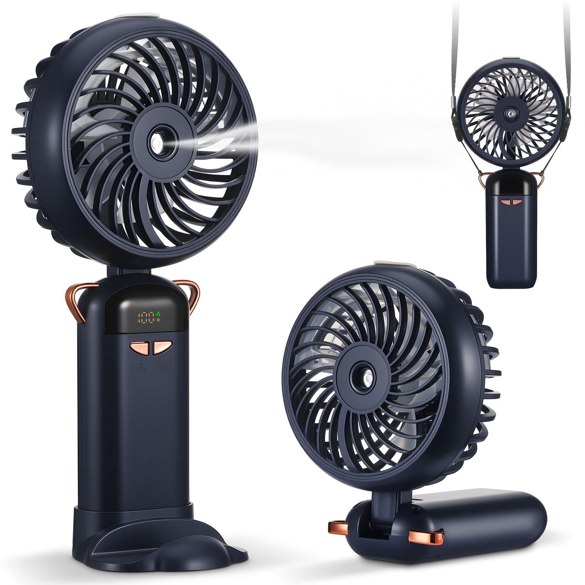 SnelShoppen - Kssvzz Handventilator met Waterkoeling, Draagbare Mini-Ventilator met LCD-Display, 5 Standen, Oplaadbare USB-Ventilator, Kleine Opvouwba