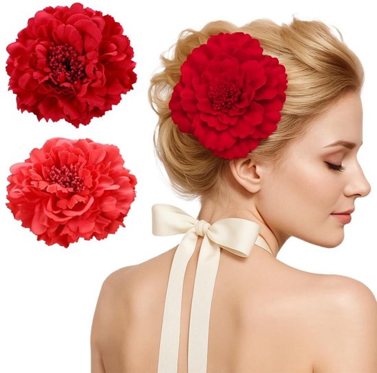 - Bloem Haarspelden - Elegante Accessoires voor Feest - Bruiloft - Geschikt voor Bruid - Perfect voor Flamenco Danser - Prachtige Versieri