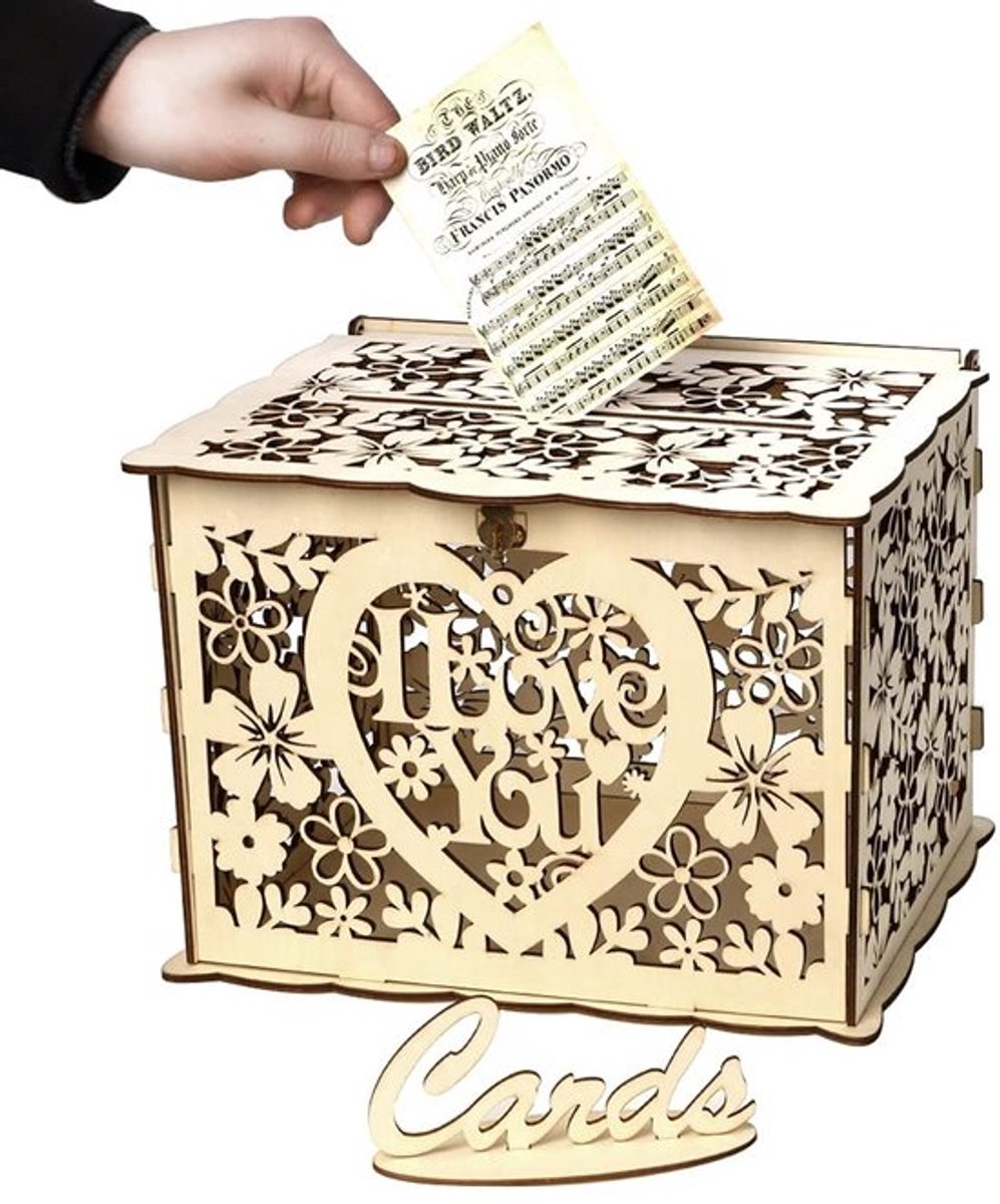 Wedding Card Box DIY - Houten Spaarpot - Bruiloft/Huwelijk - Opvouwbaar - Duurzaam - Exquise Vakmanschap - Kaartdoos