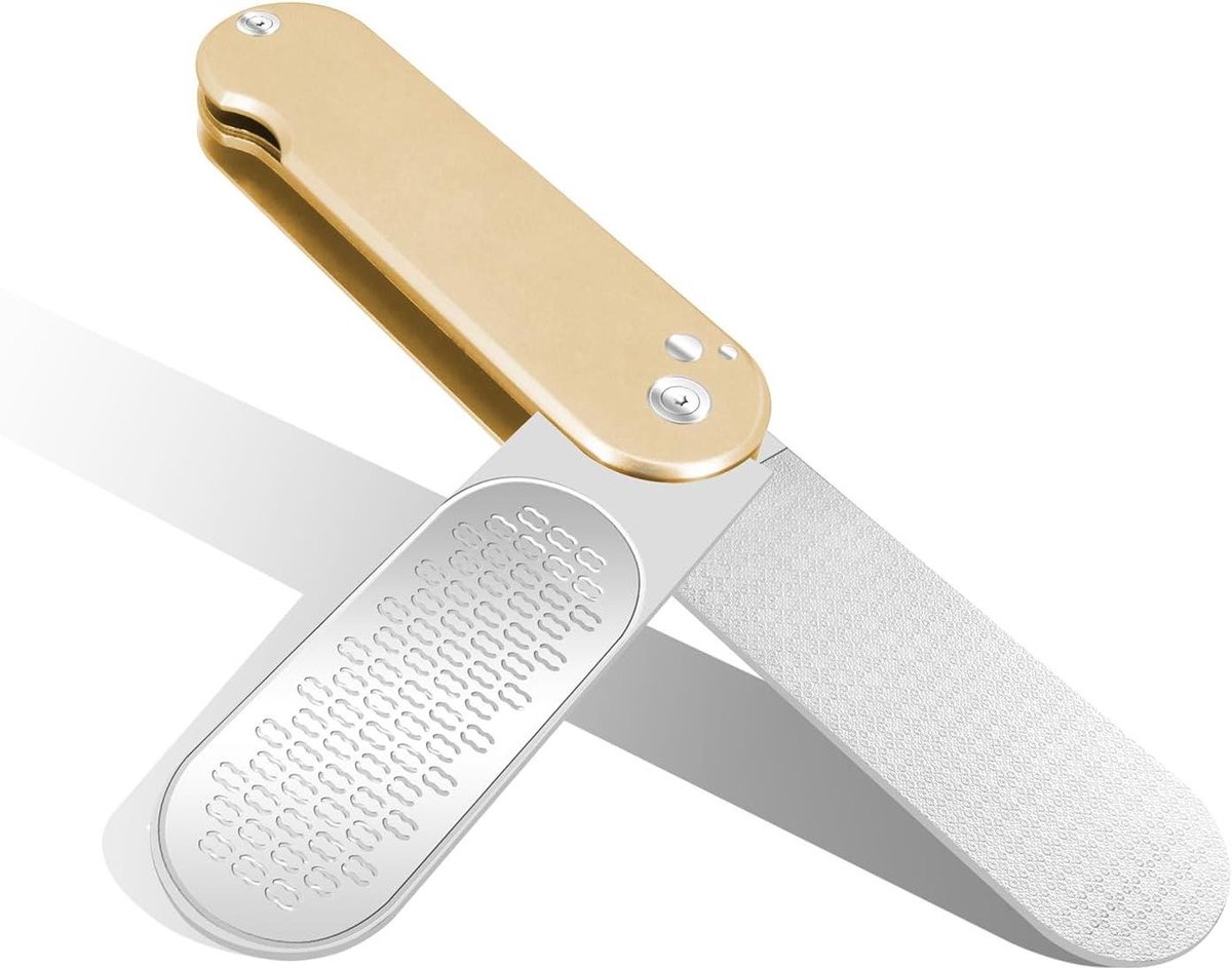 Voetvijl Eeltverwijderaar - Voetschraper Pedicure - Voetverzorging Thuis - 3-in-1 Roestvrijstaal - 16 x 7 x 4.5 cm - Champagne