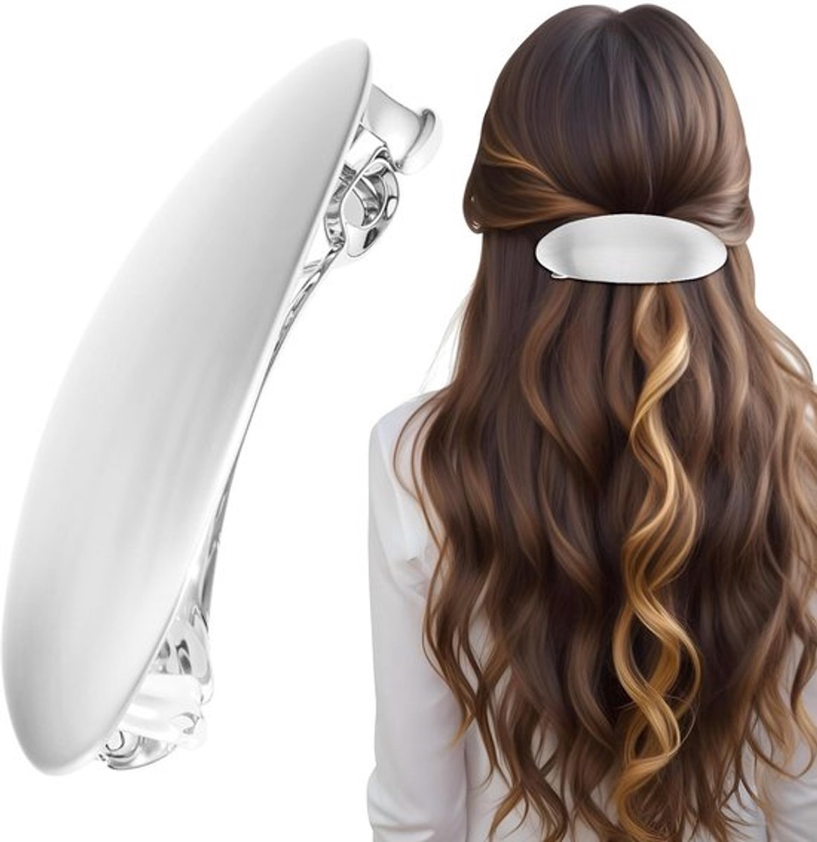 - Haarspeld - Haarclip - Eenvoudig en stijlvol - Zilver - Voor dun en dik haar - Perfect voor dagelijks gebruik - 7 cm