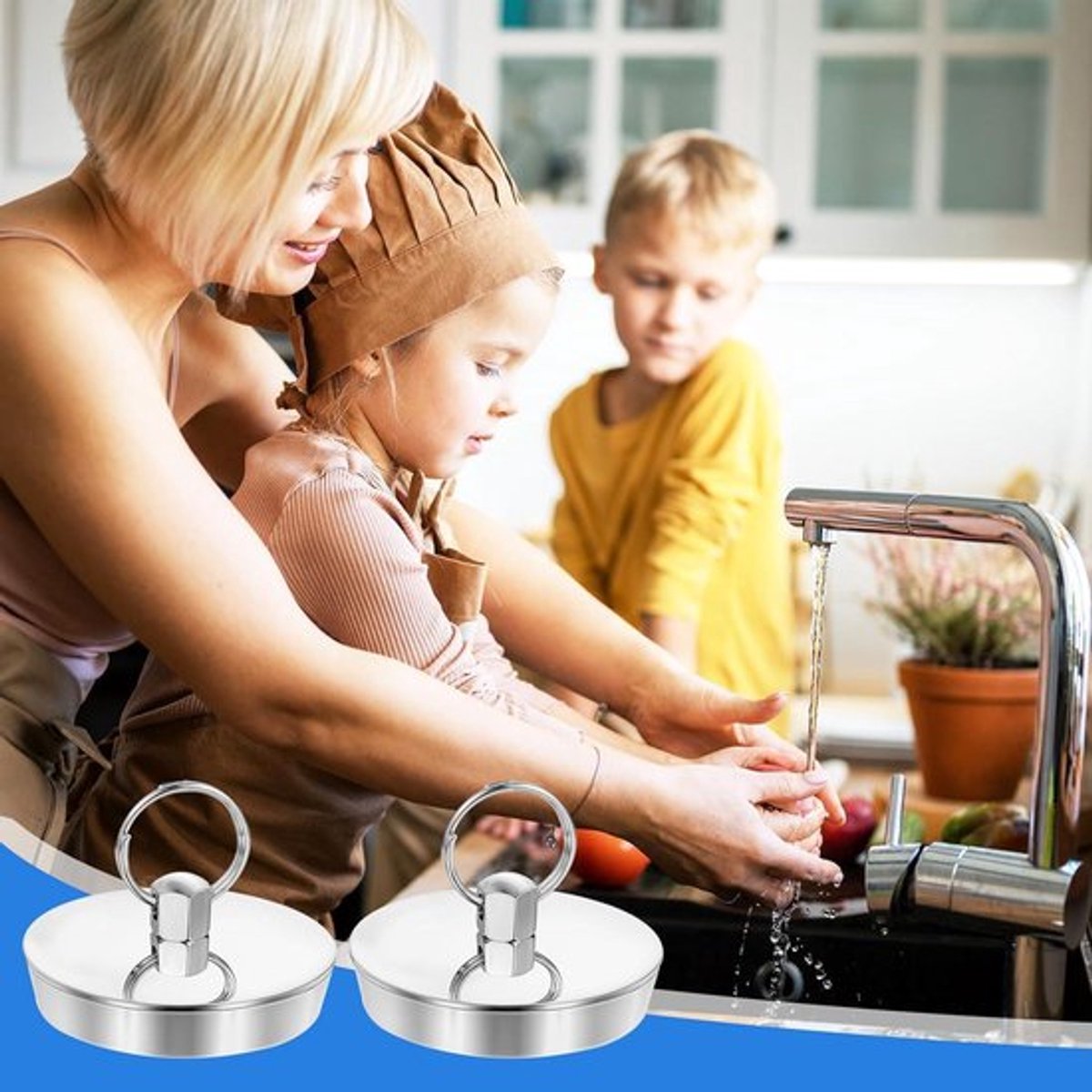 Universele Badkuippluggen (2 stuks) - Afvoerplug, Gootsteenplug en Haak - Keuken en Badkamer - Rubberen Plug - 42-46mm