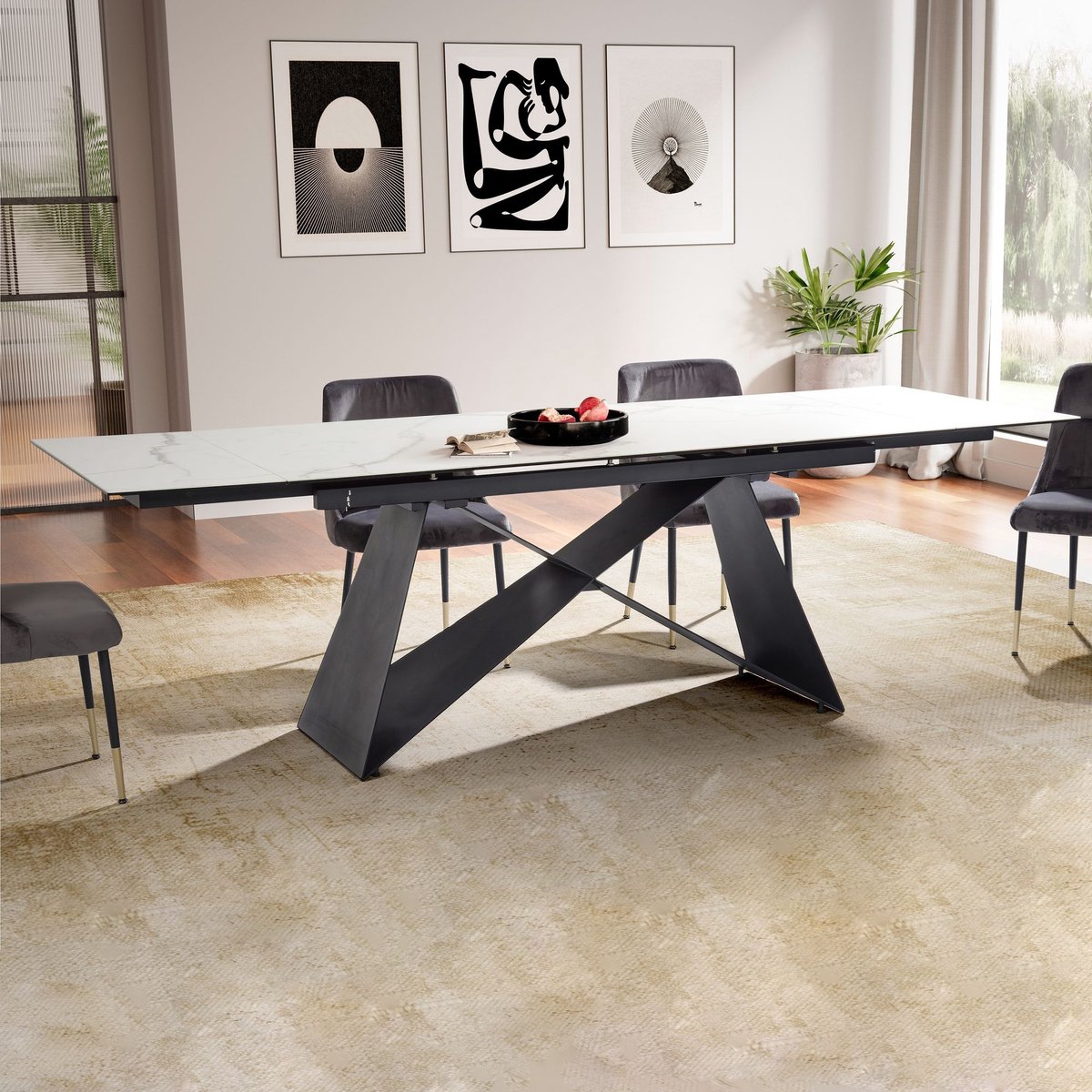 Eettafel wit keramiek uitschuifbaar 180 cm Wit