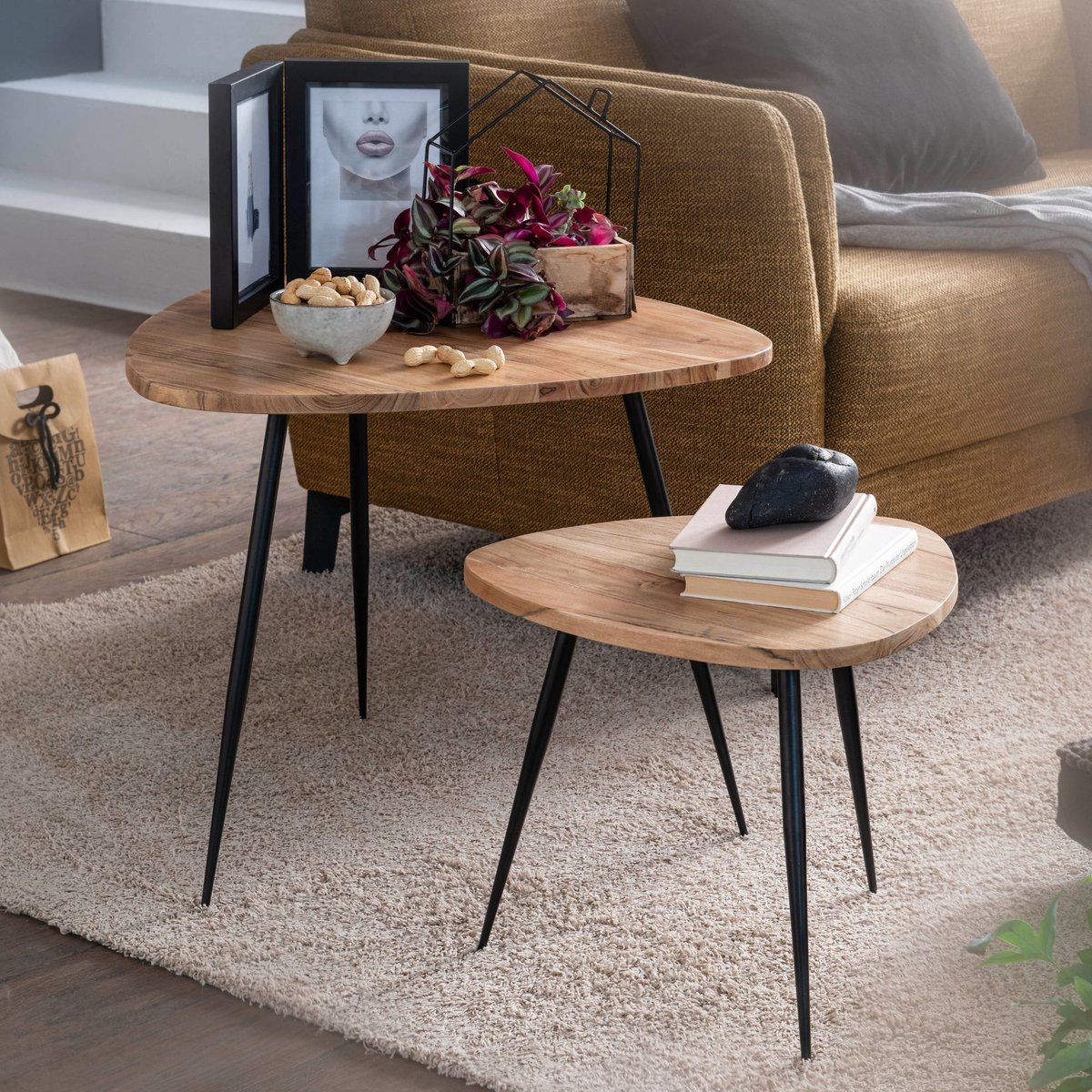 Bijzettafelset acaciahout 60 cm