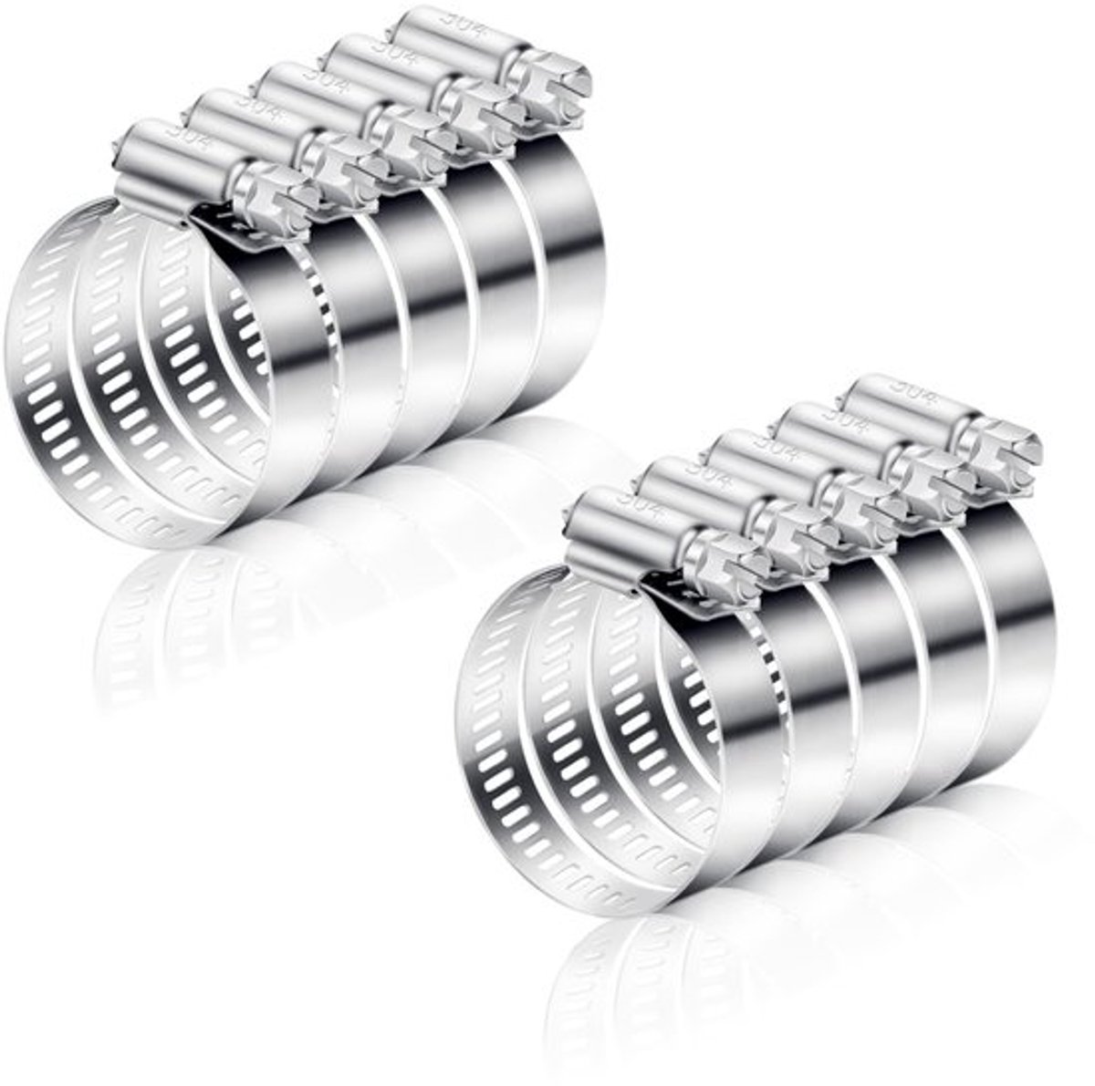 - Slangklemmen Set - Roestvrij staal - Verstelbare klemmen - 27-51 mm - Ideaal voor tuinen - Geschikt voor waterleidingen - 10 stuks