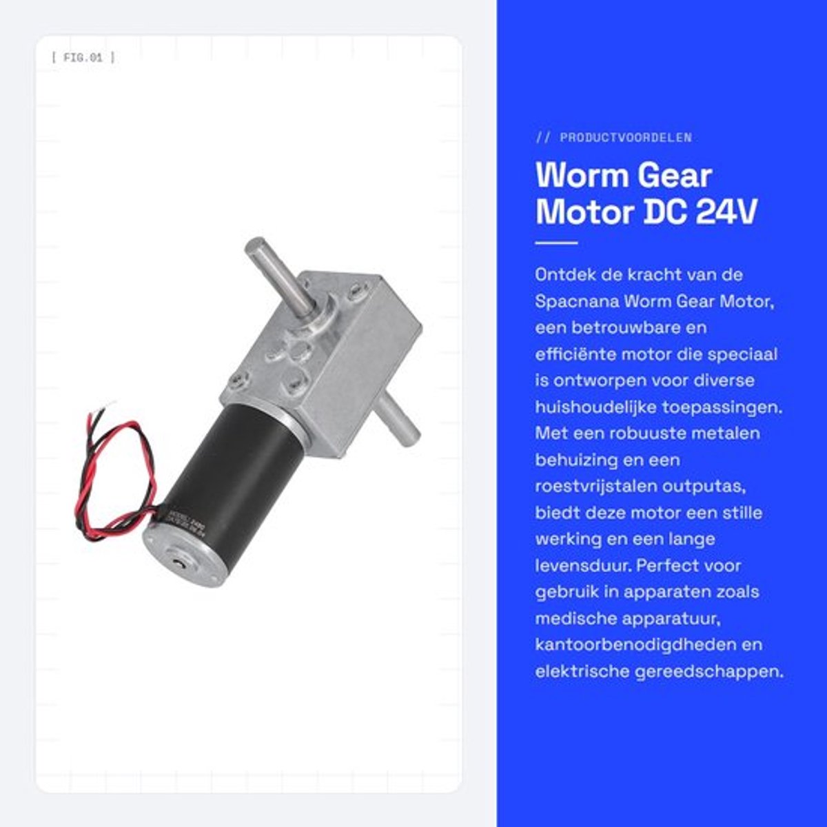 Worm Gear Motor DC 24V 12RPM - Stille, Duurzame Motor voor Huishoudelijke Toepassingen