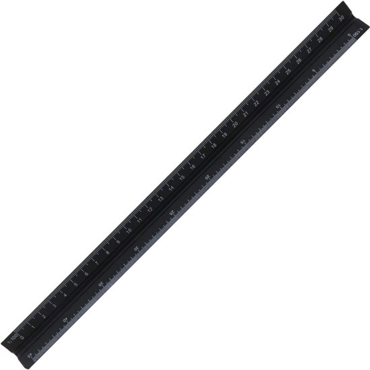 Driehoekige Schaal Liniaal - Metrische Heerser - 30 cm Aluminium - Zwart - Architectuur Meetgereedschap - Geschikt voor Engineers