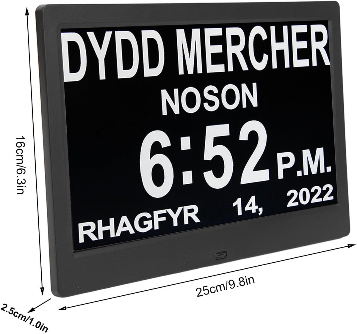 SnelShoppen - Digitale Kalender Wekker Dagklok 25,4 cm WiFi Dementieklok voor Ouderen met Afstandsbediening, 5 Wekkersets, Automatische Dimming, Ideaa