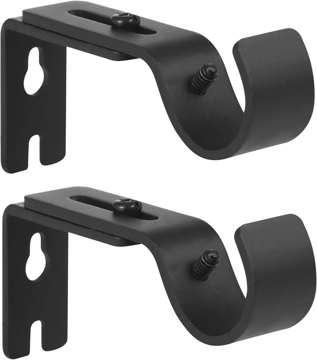 Gordijnroedebeugel - Verstelbaar - Geschikt voor gordijnroedes van 2,5 cm (1 inch) - Zwart - Set van 2 stuks