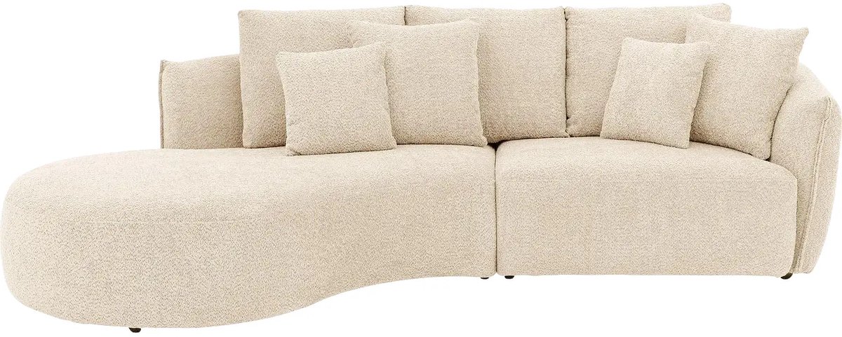 Goossens Hoekbank - Stof - Beige - 294 x 85 x 164 cm - Links