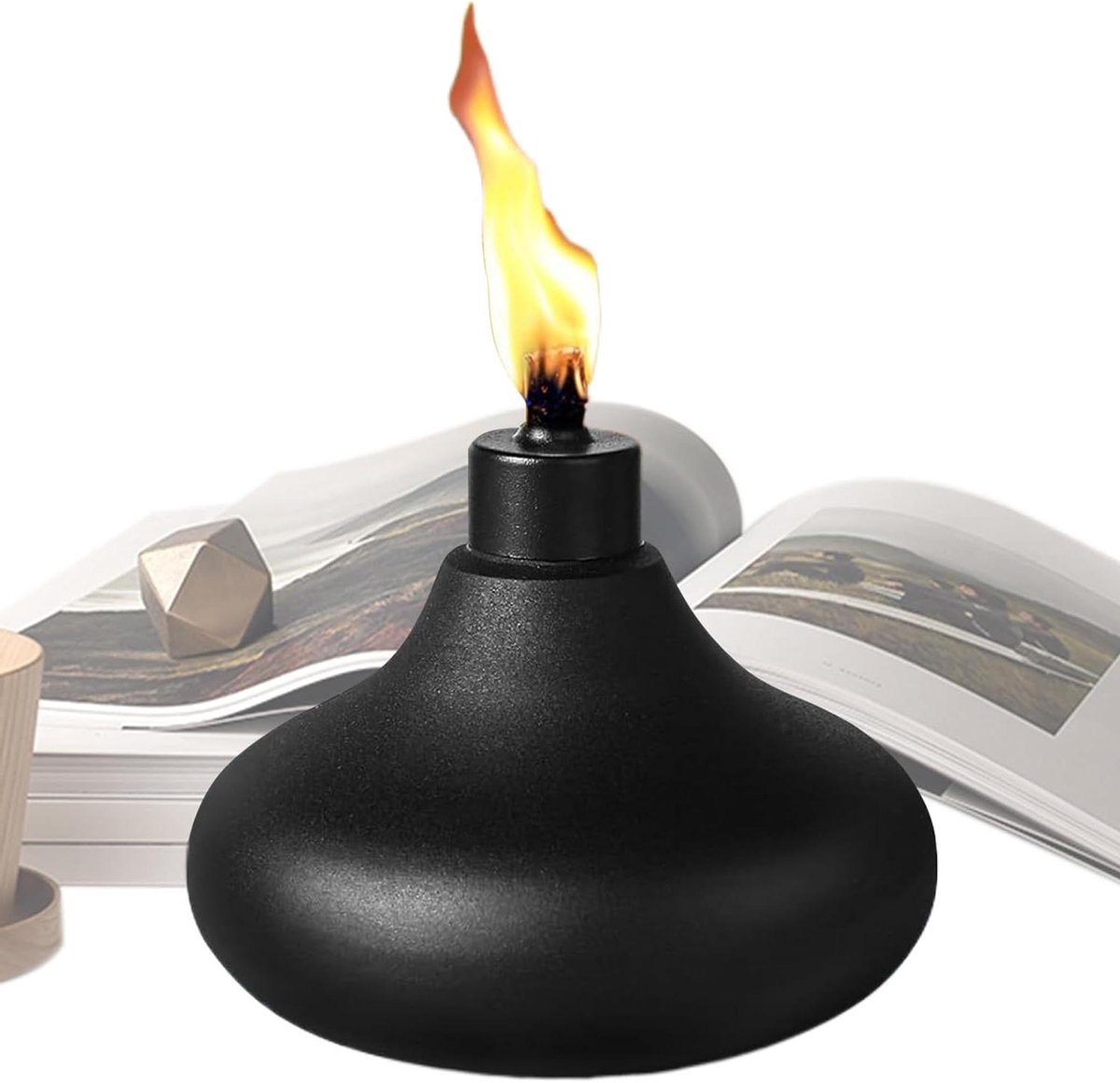Toorts Canister - Reserve Toorts - Buitenverlichting - Glasvezel Wiek - 13.8x10.5cm - Zwart