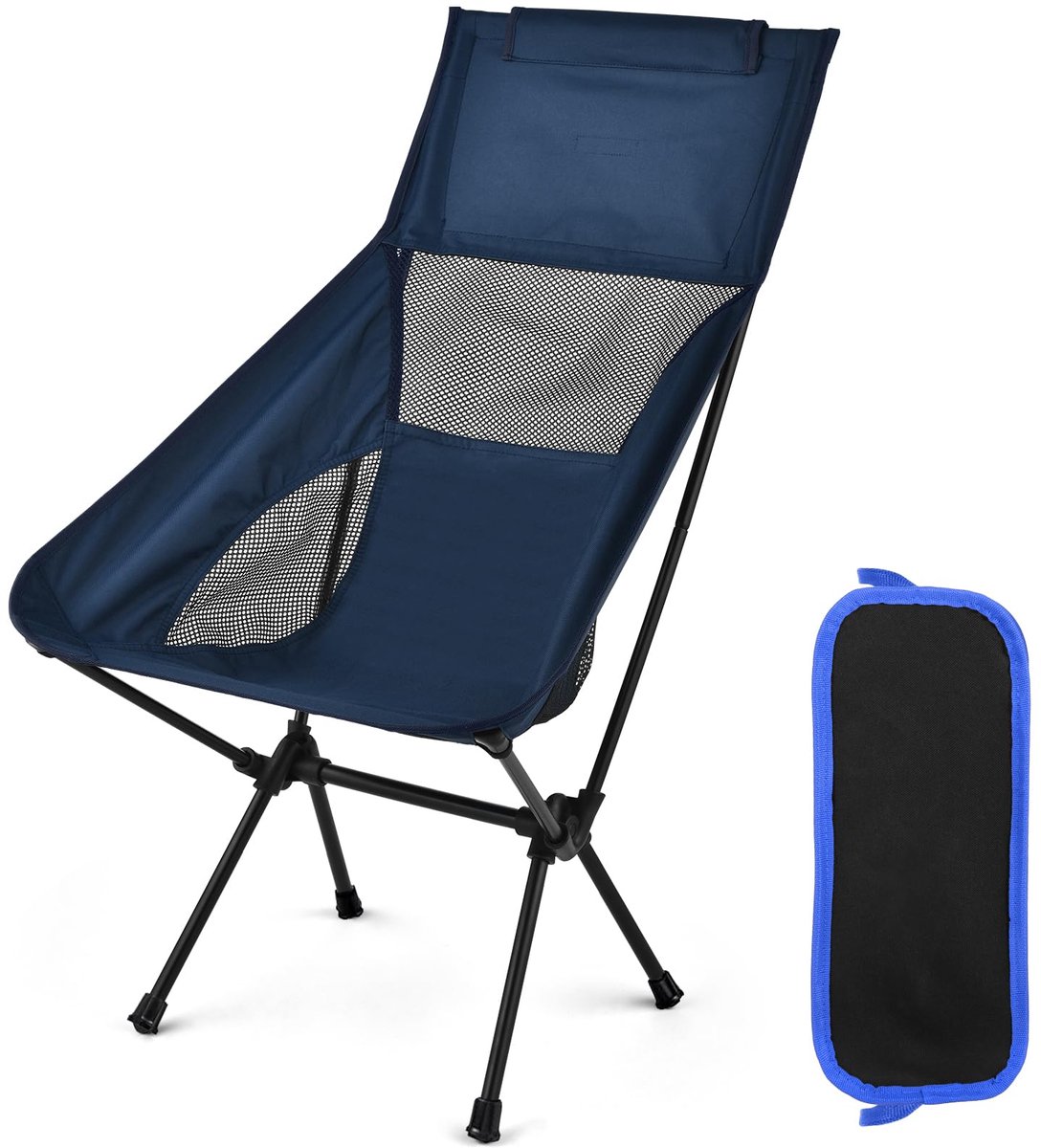 SnelShoppen - Lichtgewicht Opvouwbare Campingstoel 150kg - Draagbare Strandstoel met Opbergtas - Compact voor Picknick, Kamperen, Reizen, Vissen