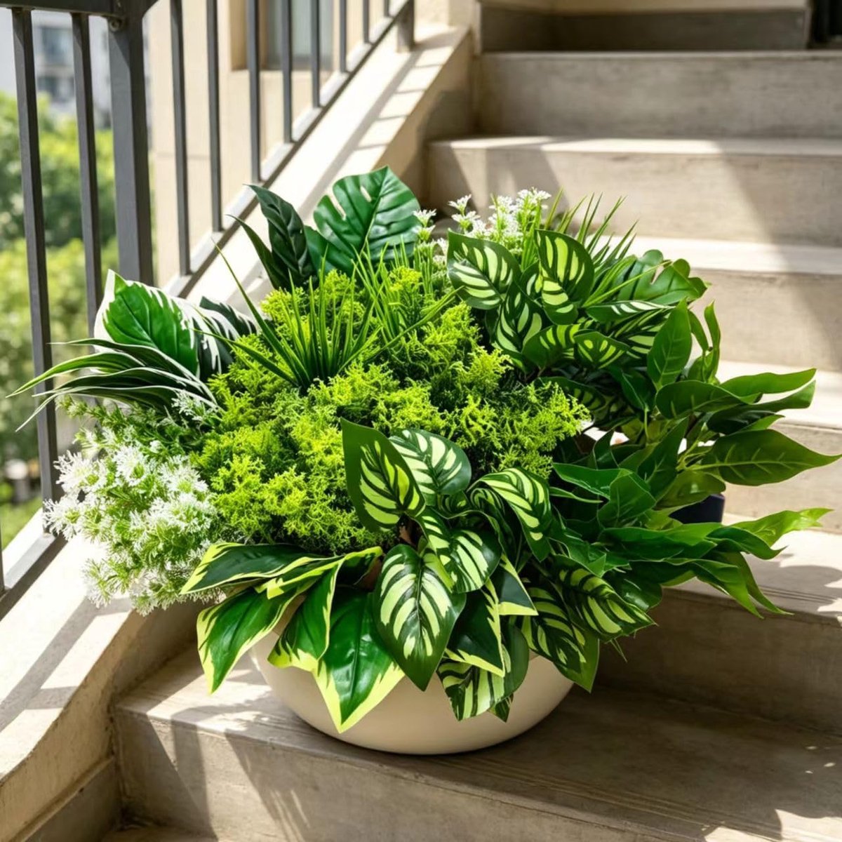 SnelShoppen - Vndnsy Kunstplanten voor Buiten 18 Stuks, UV-Bestendige Struiken met Stengels voor Tuin, Veranda, Buiten, Huis, Raamdoos Decoratie