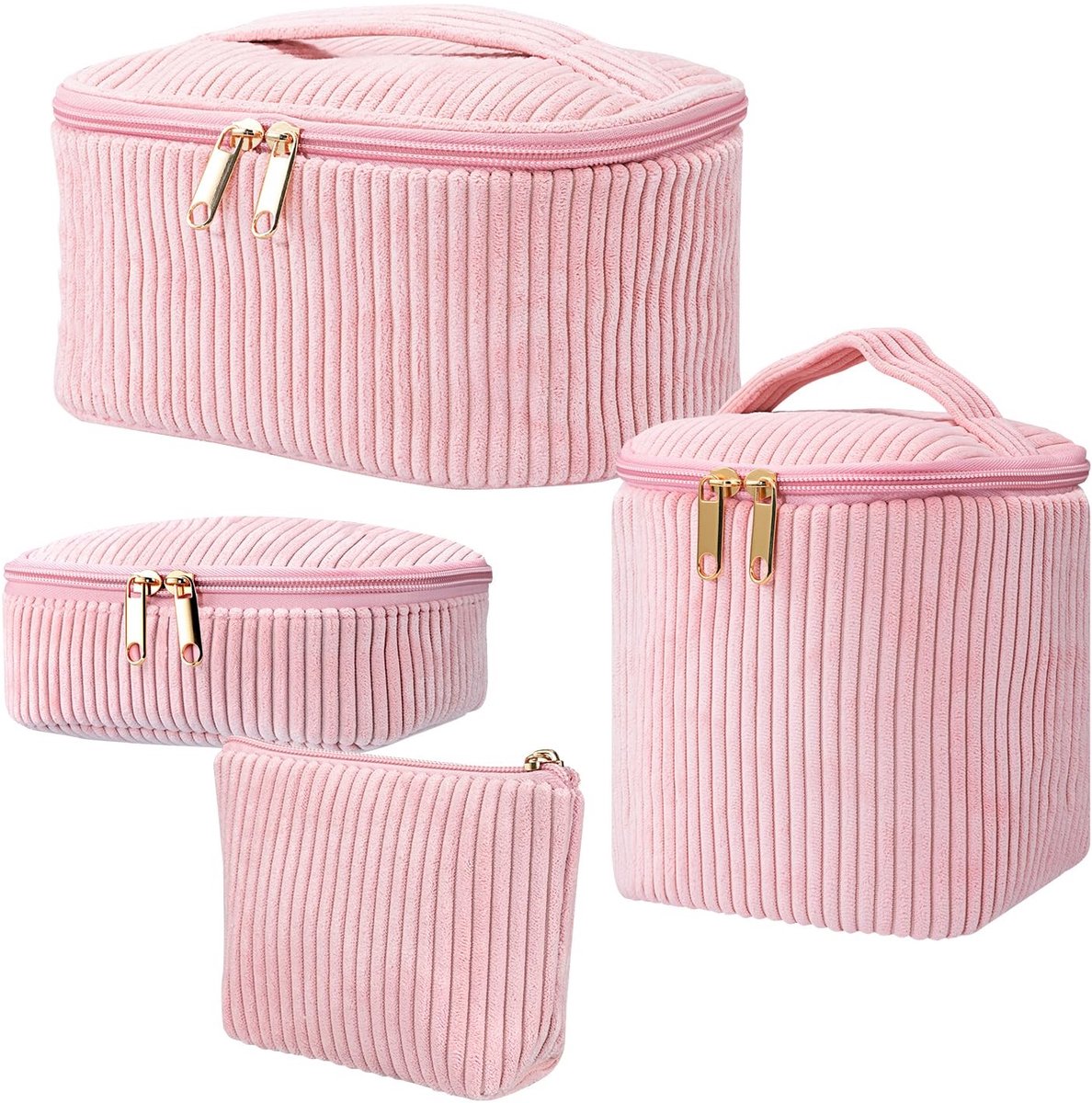 Dailygoods - Cosmetica Tas Set van 3 - Handige Roze Toilettassen voor Dagelijks Gebruik