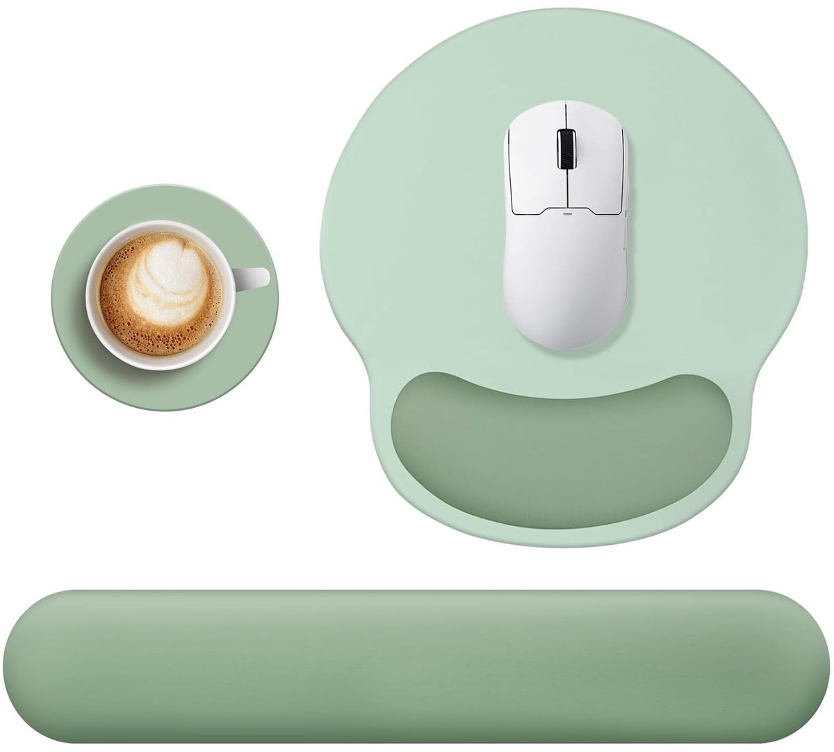 Dailygoods - Ergonomische Polssteun Set - Muismat en Toetsenbord Pad met Geheugenfoam, Antiek Groen