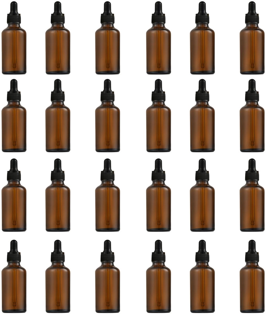 Dailygoods - 24 Stuks Amber Glazen Flesjes met Pipet - Voor Essentiële Olie en Parfum