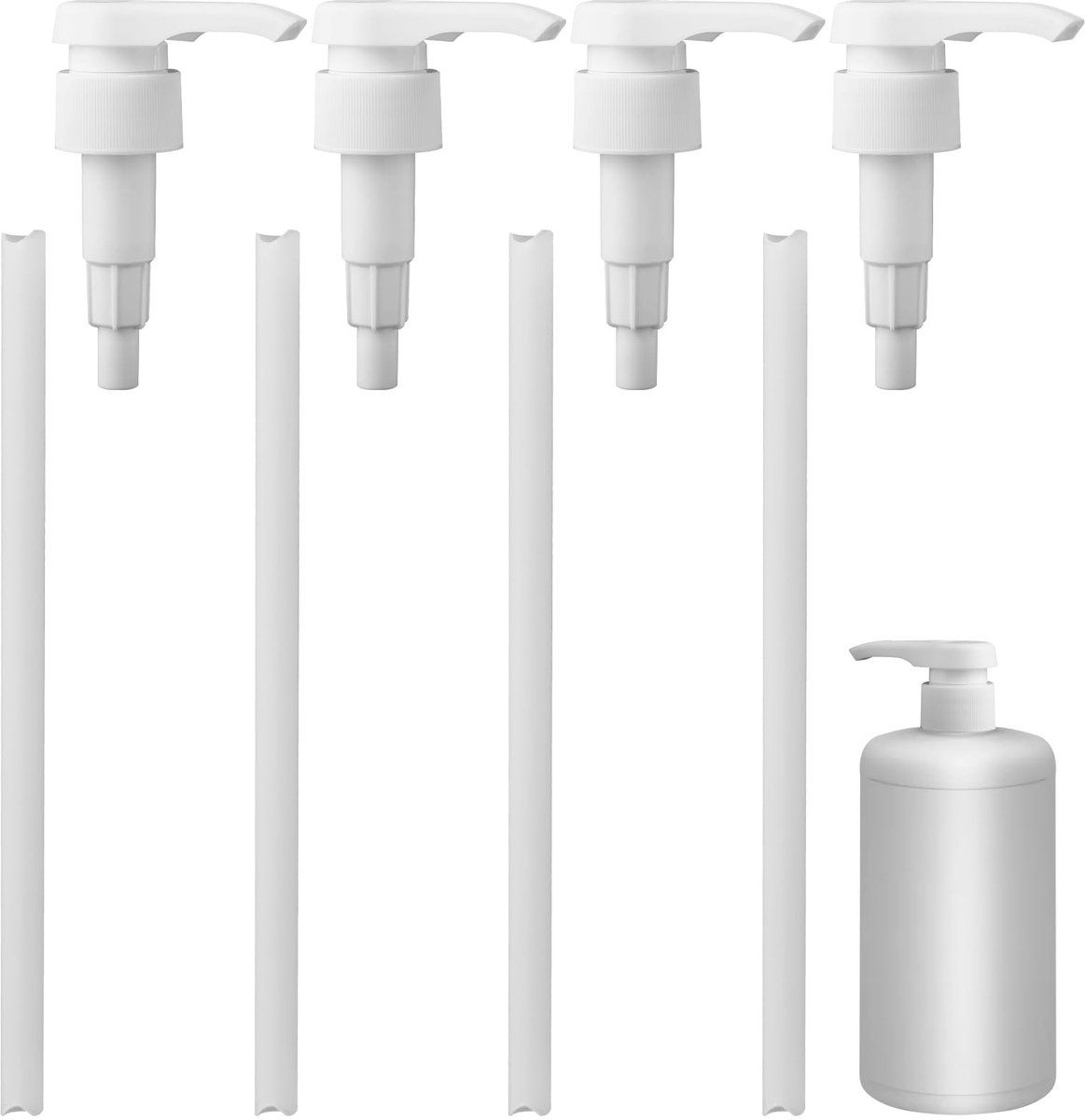 Dailygoods- Doseerpomp 4-delig - Pompdispenser 5 ml/slag - Geschikt voor 500 ml/1 liter flessen - Herbruikbare pomp - Precieze dosering - Universele pompkop 28/410