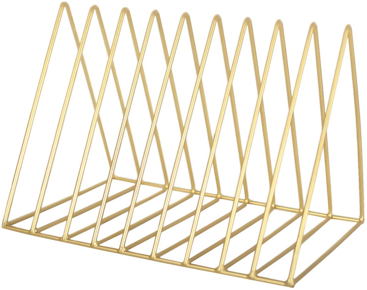 Dailygoods - Driehoekige Magazine Rack - 9 Slots Bureau Organizer in Goud