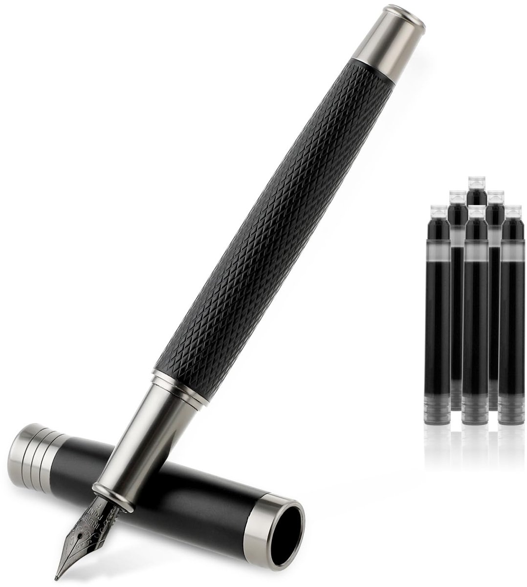 Dailygoods - Luxe Vulpenset met 6 Inktpatronen - Metalen Vulpen voor Kantoor en Cadeau