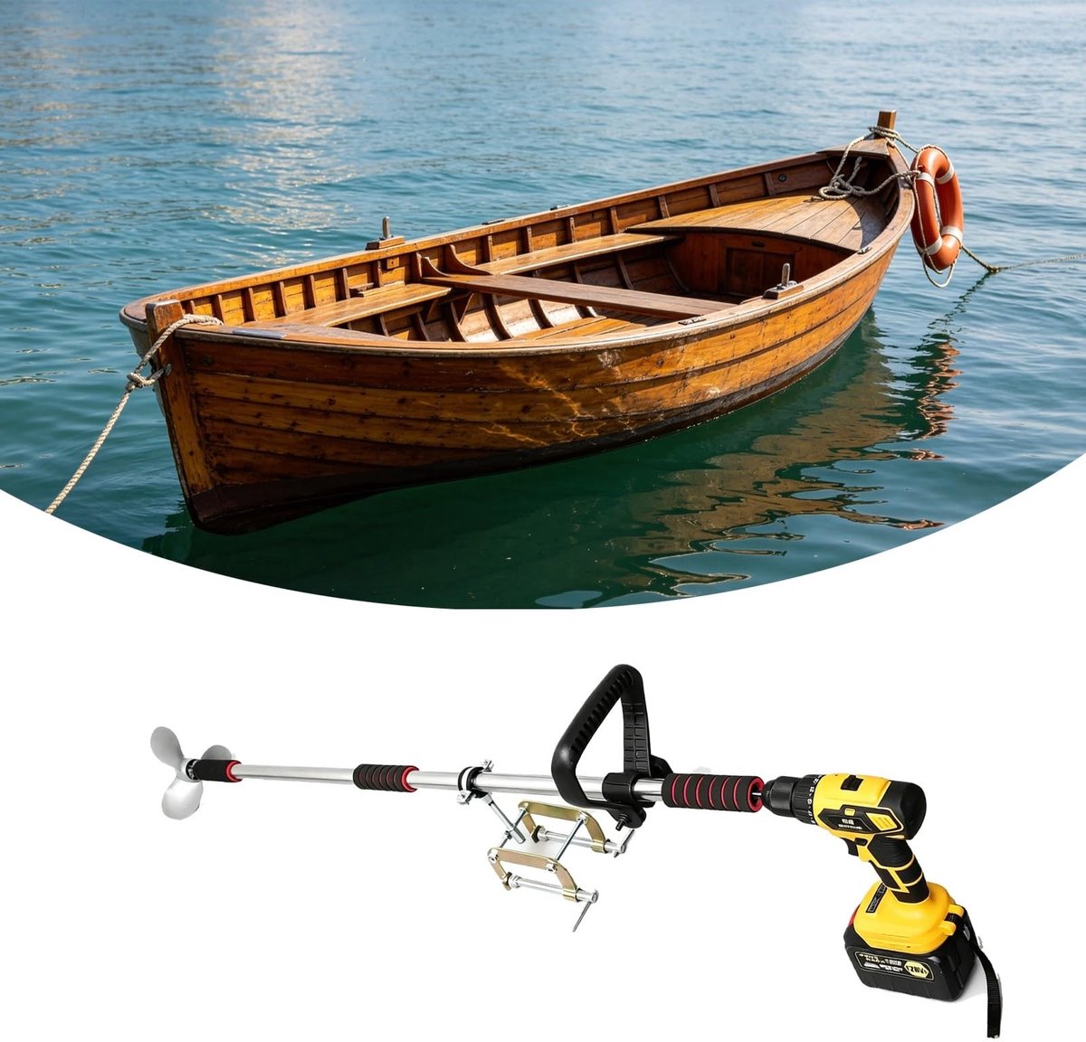 Dailygoods- Kajakpeddel Gemotoriseerd - Elektrische Voortstuwingsschroef - Booraangedreven Propeller - Geschikt Voor Opblaasbare Boten - Eenvoudige Draairichting Verandering - Boorpropeller