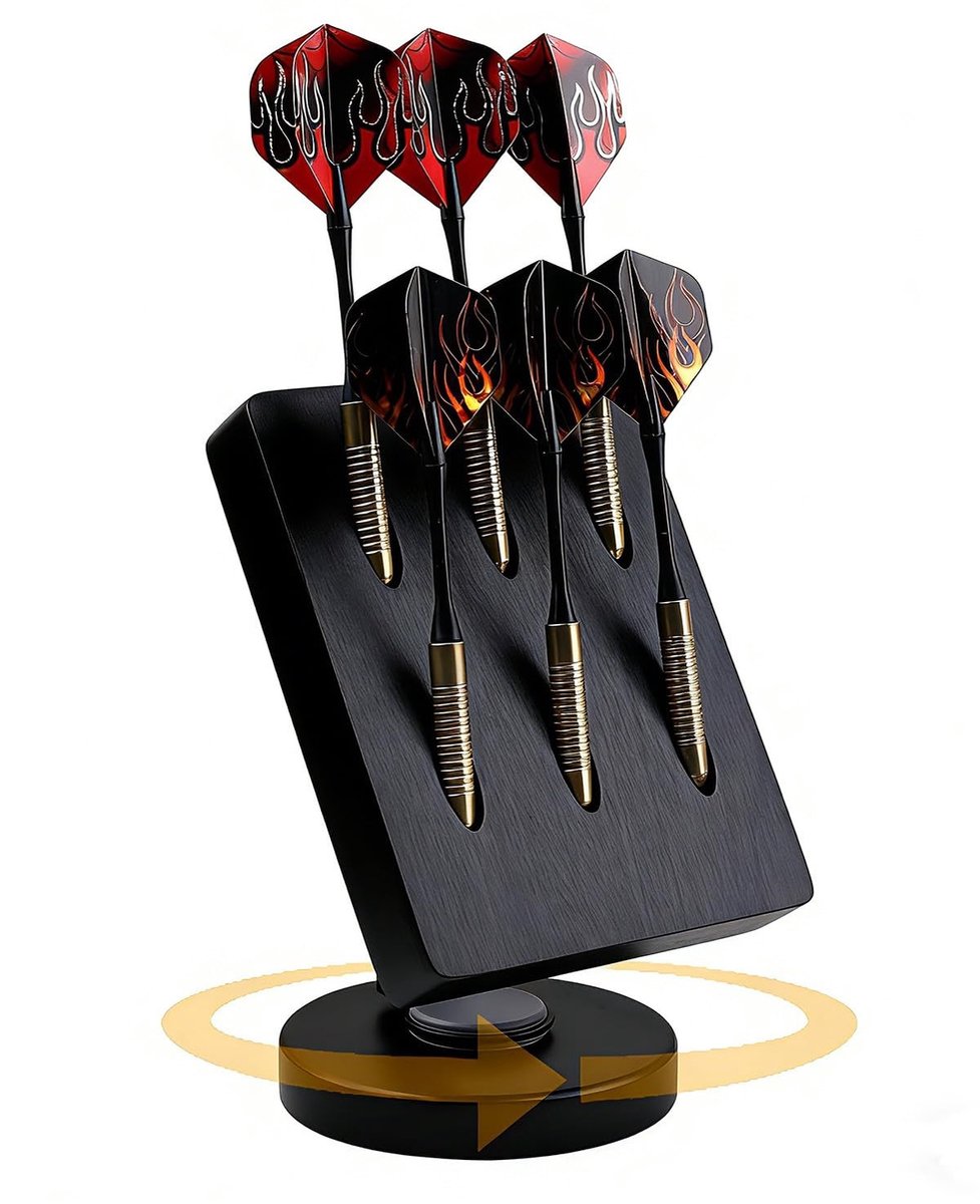 Dailygoods- Darthouder Roterend - Bureaustandaard voor 6 Darts - Organizer Case - Antislip Basis - Veilig en Ruim - Voor Speelkamer, Bar, Kantoor - Dartstandaard