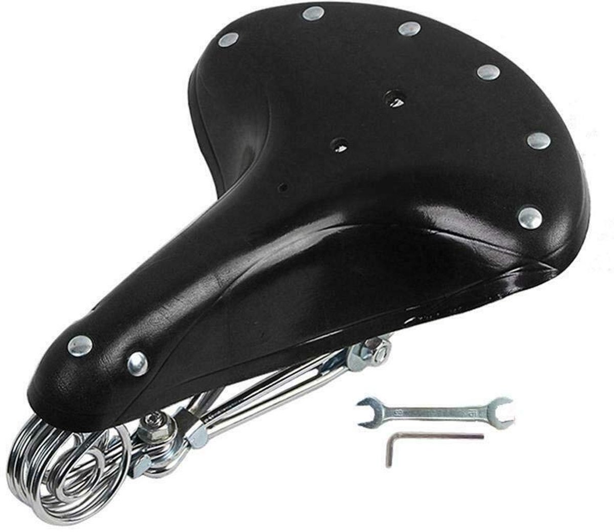Dailygoods - Vintage Klassiek Koeienhuid Lederen Fietszadel met Veren