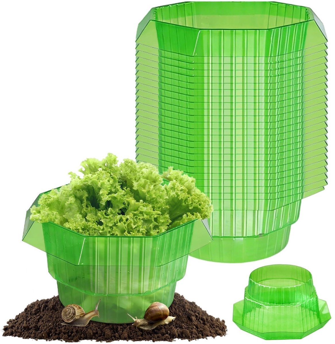 Dailygoods- Slakkenkraag 24 Stuks - Slakkenbescherming voor Hoogbed - Herbruikbare Slakkenring van Kunststof - Natuurlijke Slakkenstop - Slakkenafweer voor Sla en Kool