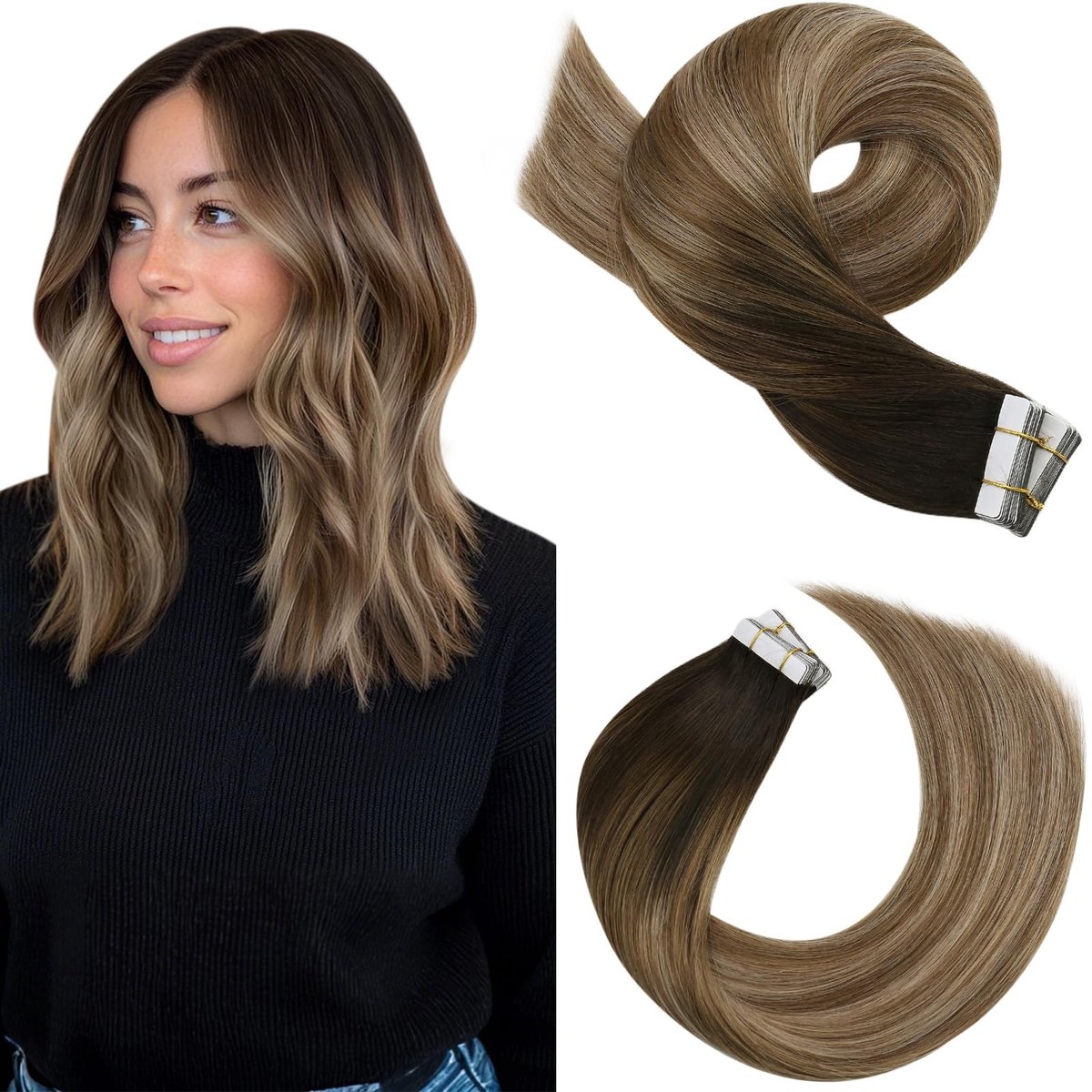 Dailygoods - Tape-in Haarextensions - Balayage Donker naar Lichtbruin