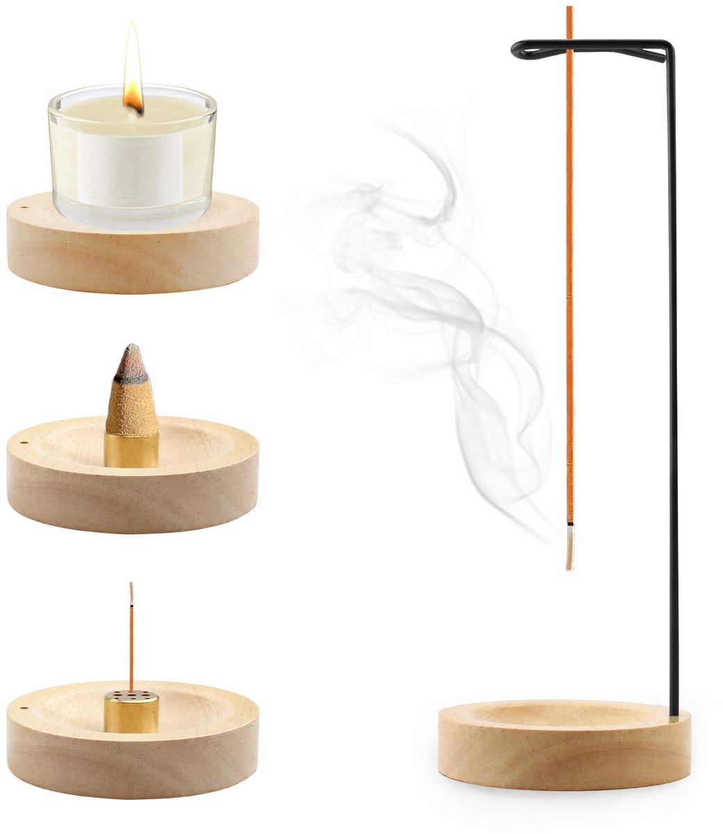 Dailygoods - 2-in-1 Wierookhouder met Houten Basis - Handgemaakt en Modern