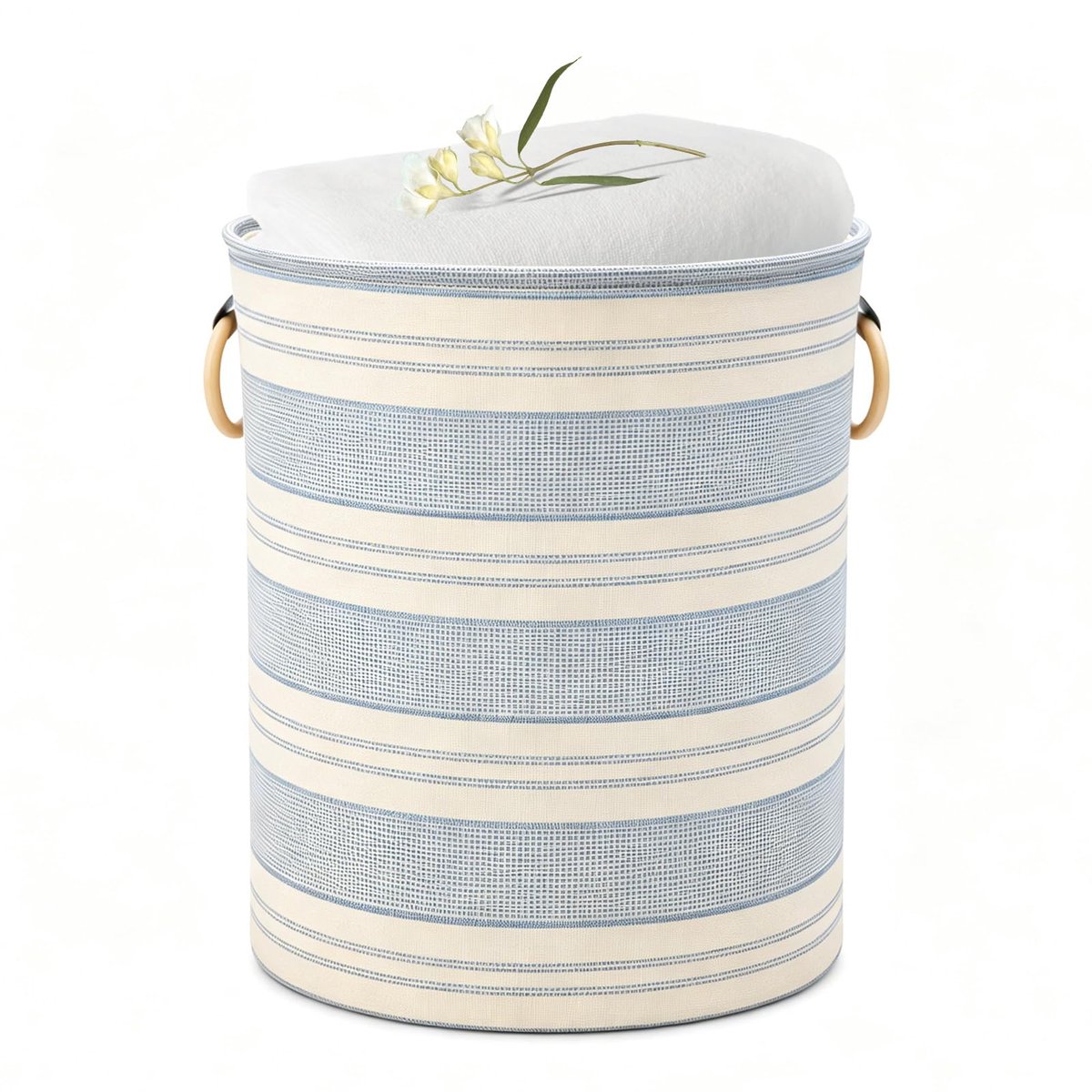 SnelShoppen - OndaCore Wasmand van Linnen - Opvouwbare Wasmand en Opbergmand - Blauw - 60L - Ideaal voor Thuis, Camping, Kinderen, Tuin, Keuken
