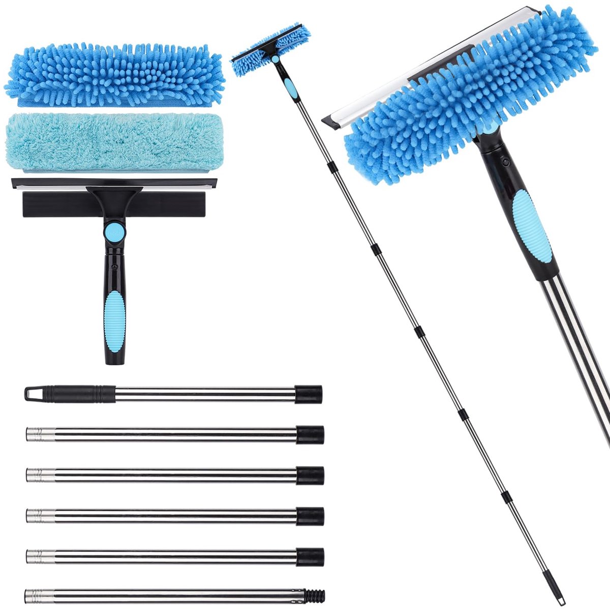 Dailygoods - 2.5 m Uitschuifbare Raamreinigingsset met Microfiber Doeken