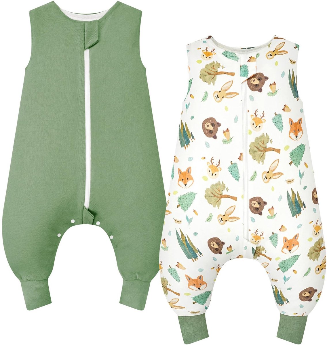 Dailygoods - WYTbaby Slaapzak met Voeten - 1.0 Tog, Set van 2, 100% Katoen voor Kinderen