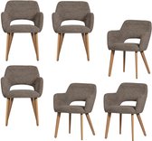 WOOOD Murat Eetkamerstoelen Houten Naturel Poot - Taupe - Set van 6