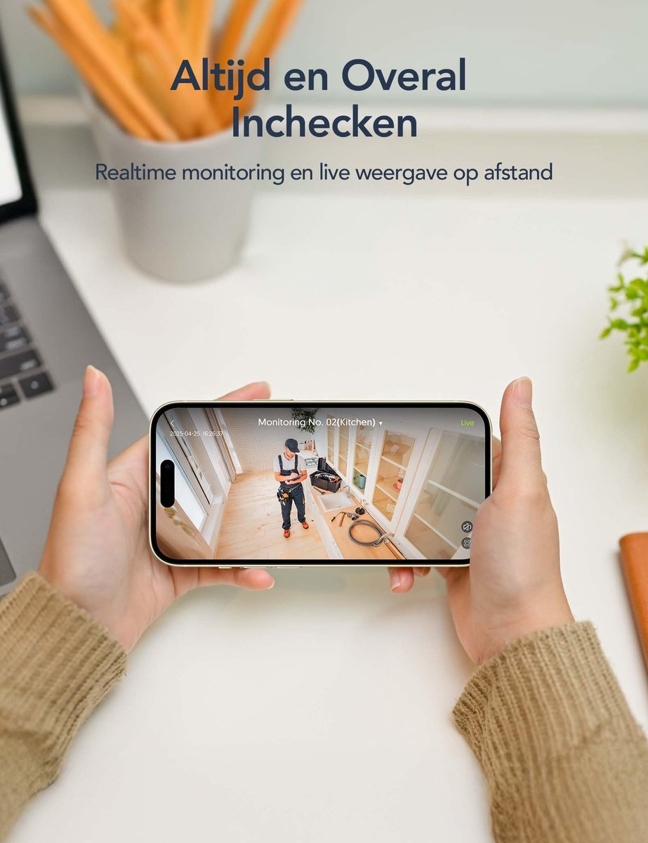 SnelShoppen - GNCC GC3 Binnencamera met Nachtzicht, 1080P Beveiligingscamera met Wifi, Bewegings- en Geluidsherkenning, Bidirectionele Audio, 4-Pack B