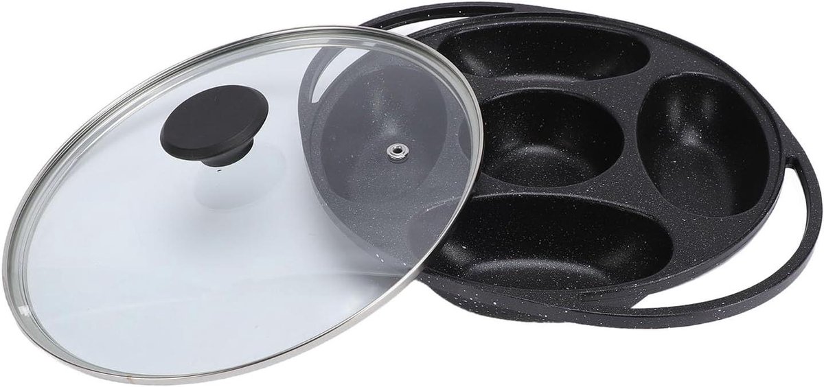 Pannenkoekenpan met 5 Holtes - Bakvorm Pannenkoek - Ontbijt Bakken - Zelfs Verwarming - 24 cm diameter - Grijs