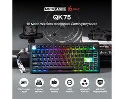 SnelShoppen - CIDOO QK75 75% Draadloos Gaming-Toetsenbord - QMK/VIA Programmeerbaar - Hot-Swappable Mechanisch - RGB - 4000 mAh Accu - Win/Mac - Zwart