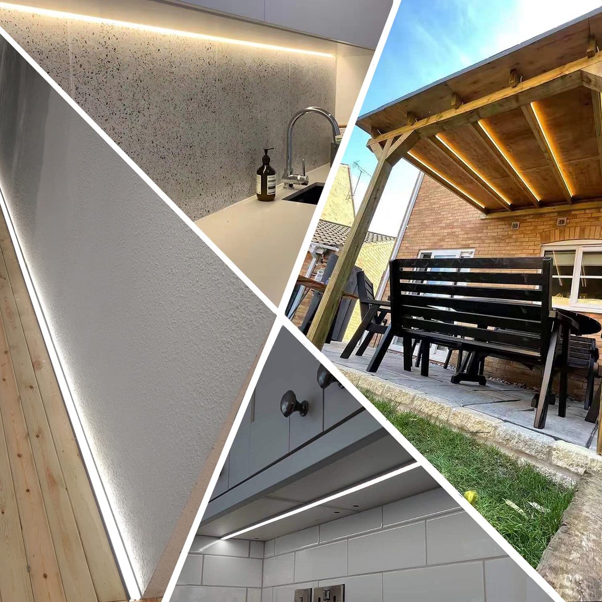 SnelShoppen - Besseto LED Aluminium Profiel 10x1m U-Vorm voor LED Strip Verlichting met Melkachtige Cover en Eindkappen - Perfect voor Keukenkasten en