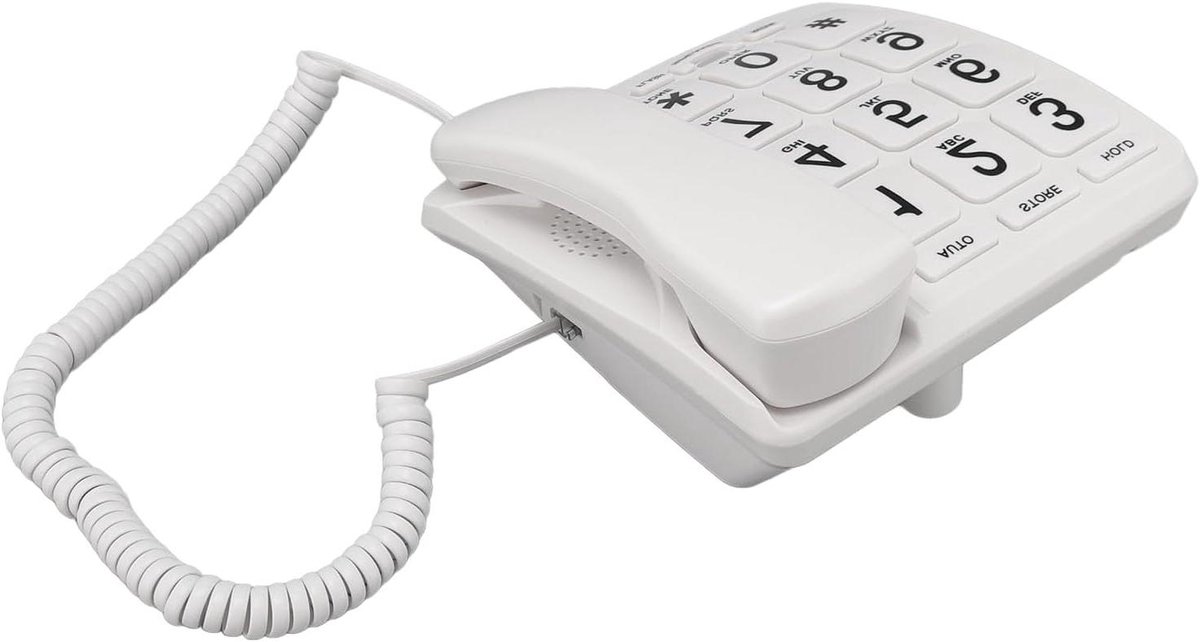 Vaste Telefoon - Huistelefoon Senioren - Communicatie Thuis - Grote Knoppen - 21 x 20 x 7 cm - Wit