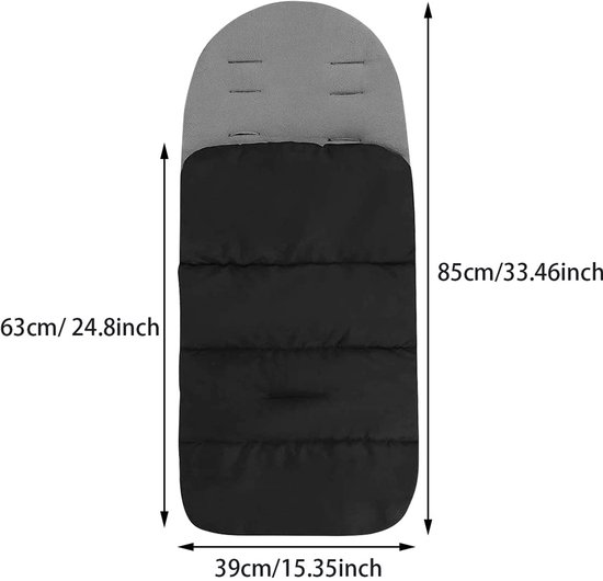 SnelShoppen - Winter Slaapzak voor Kinderwagen, Universele Voetenzak, Waterdicht, Antislip, Afneembaar, Zwart, Ideaal voor Kinderen en Buitenactivitei van Snelshoppen — afbeelding 4